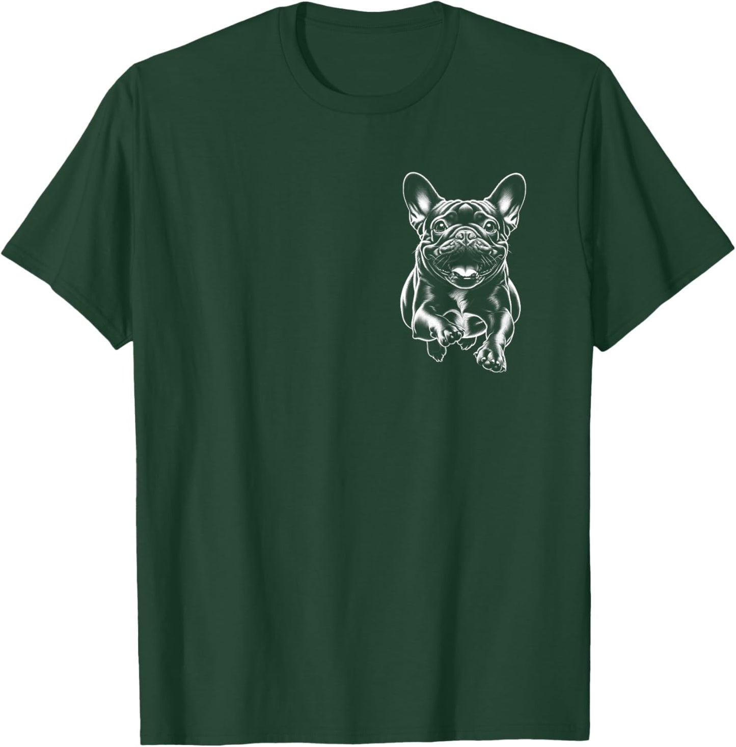 Cute French Bulldog Running On Chest T-Shirt - T-Shirt | Forest