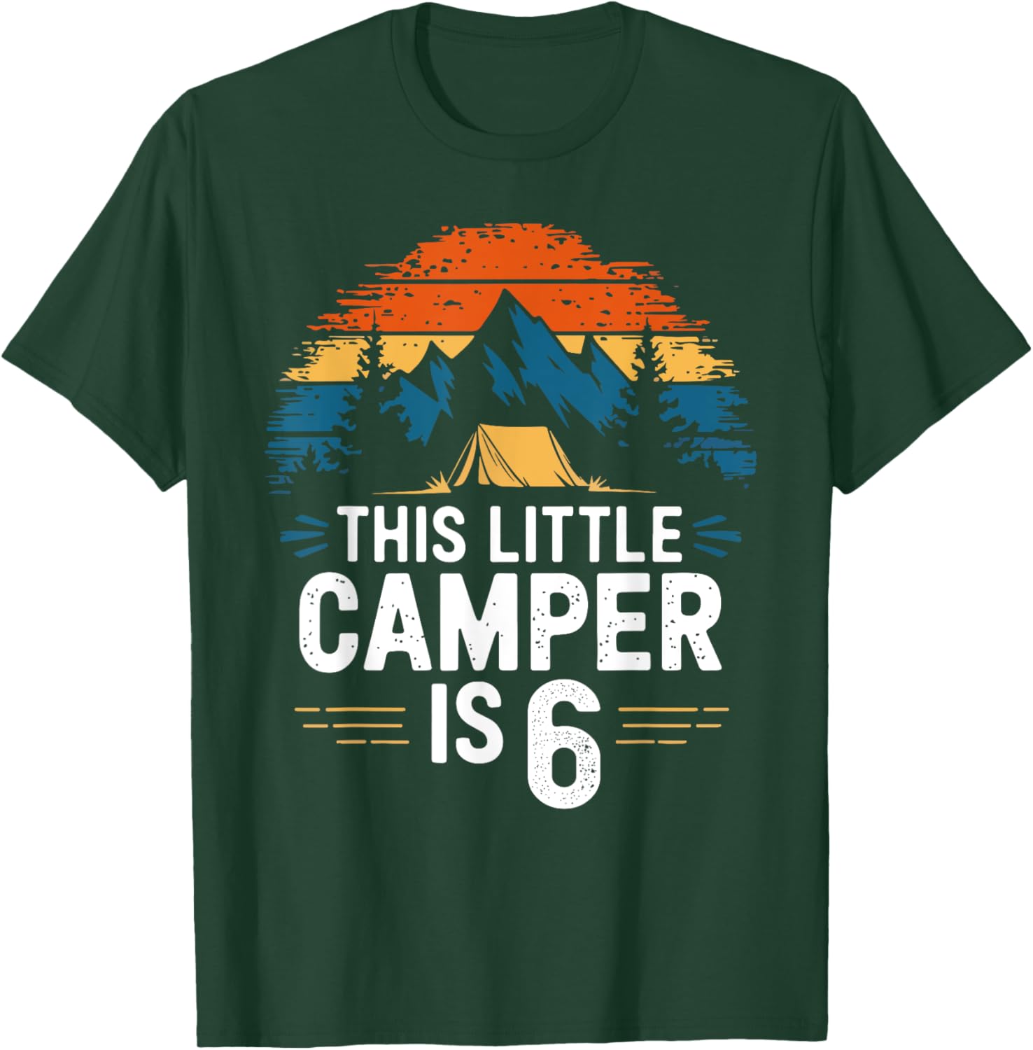 6th Birthday Camping Shirt for 6 Year Old Kids Camping Party T-Shirt - T-Shirt | Forest