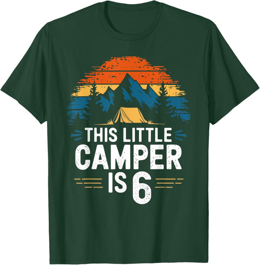 6th Birthday Camping Shirt for 6 Year Old Kids Camping Party T-Shirt - T-Shirt | Forest