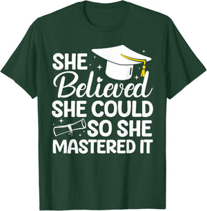 Masters Degree Graduation Art Girl Masters Degree T-Shirt - T-Shirt | Forest