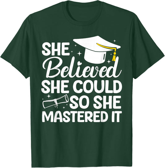 Masters Degree Graduation Art Girl Masters Degree T-Shirt - T-Shirt | Forest