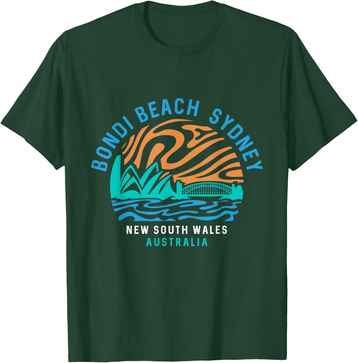 Vintage Retro Bondi Beach Sydney Australia Surfer Beach T-Shirt - T-Shirt | Forest