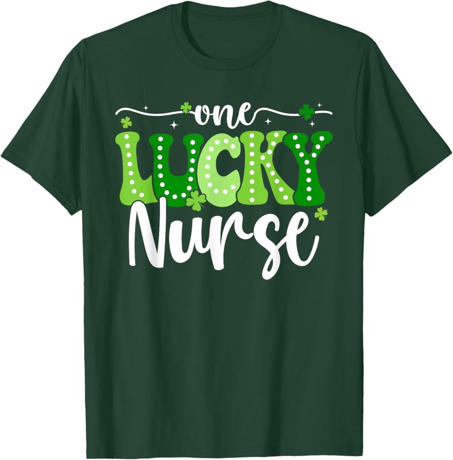 One Lucky Nurse Groovy Retro Nurse St Patrick's Day T-Shirt - T-Shirt | Forest