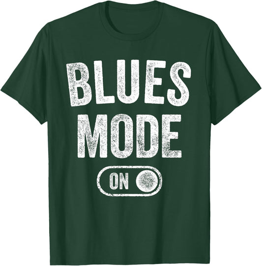 Blues Mode On Funny Blues Man Gift Musician Singer Guitarist T-Shirt - T-Shirt | Forest