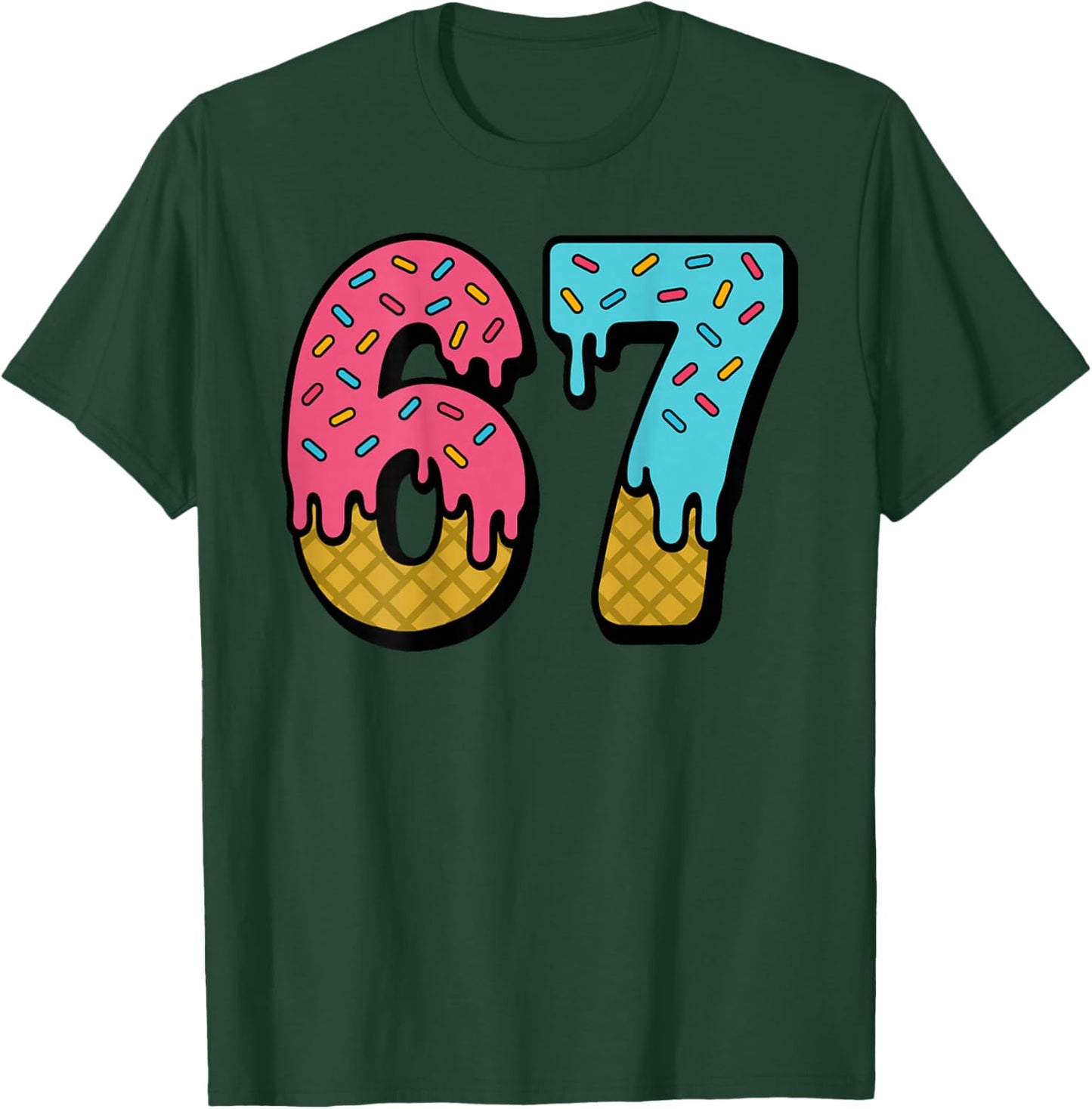 67 Ice Cream Drip Meme Six Seven Game Day (On Back) T-Shirt - T-Shirt | Forest