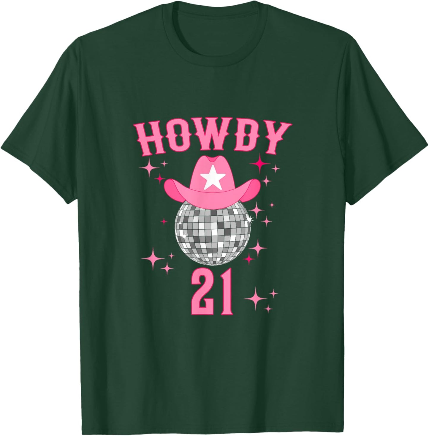 Groovy Howdy 21 Western Disco 21 Years Old Birthday Cowgirl T-Shirt - T-Shirt | Forest