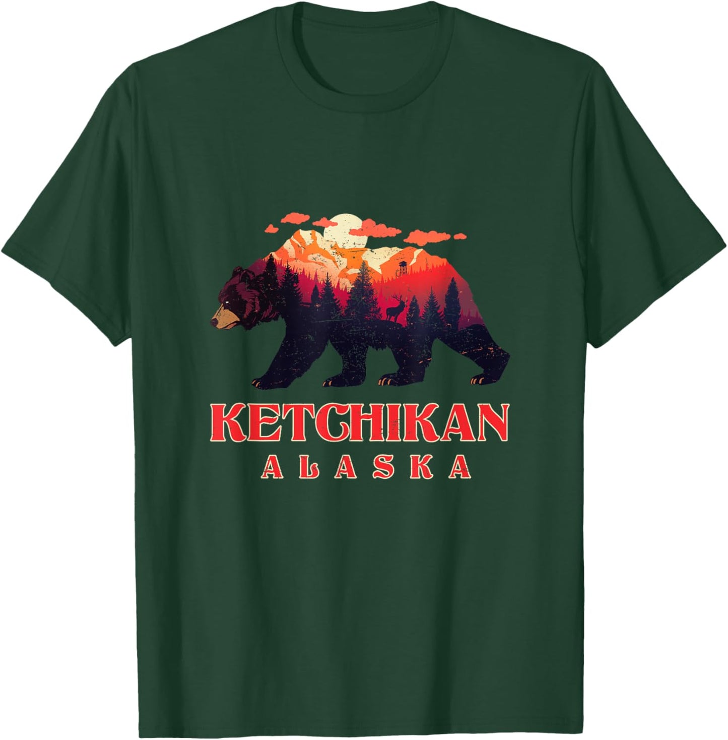 Vintage Mountain Grizzly Bear Ketchikan Alaska Hiking T-Shirt - T-Shirt | Forest
