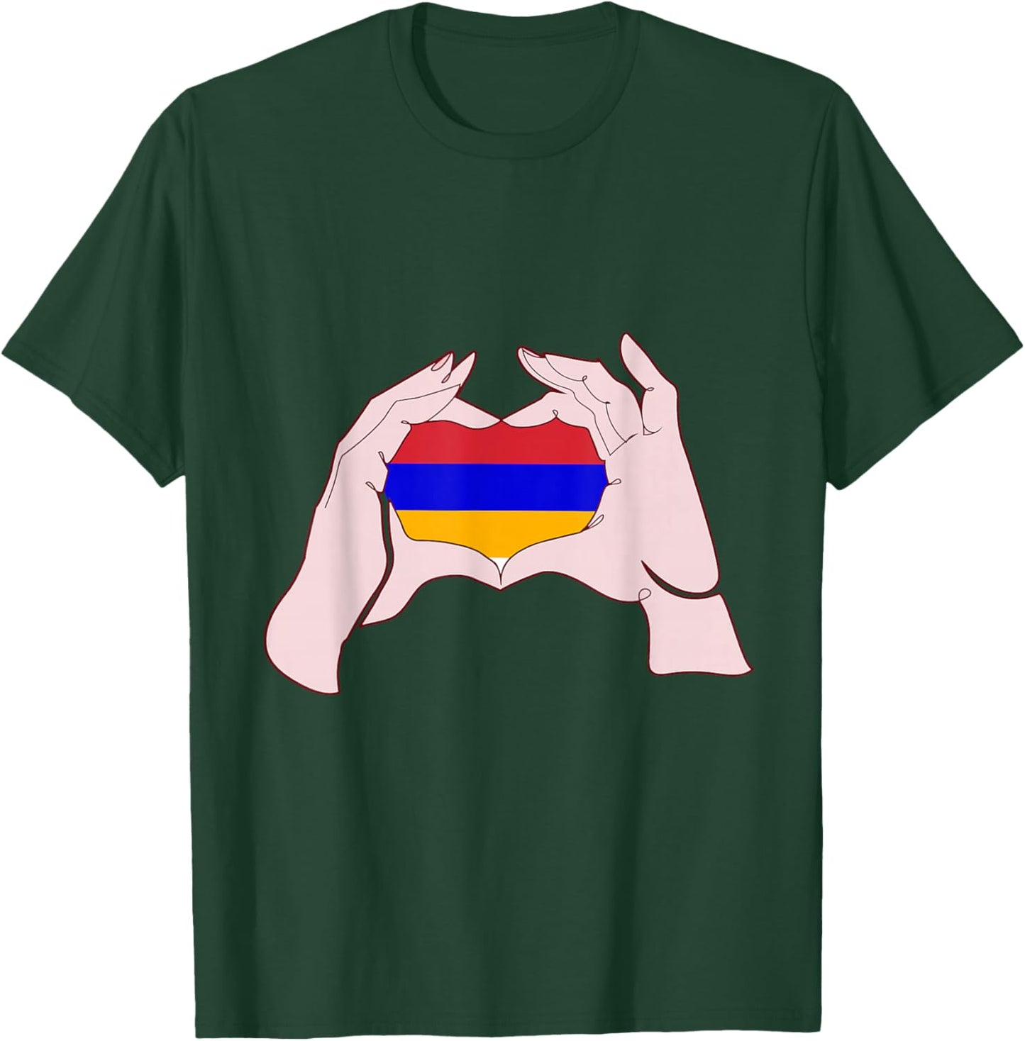 Armenia Hand Sign Love Heart Armenian Flag Armenian Pride T-Shirt - T-Shirt | Forest