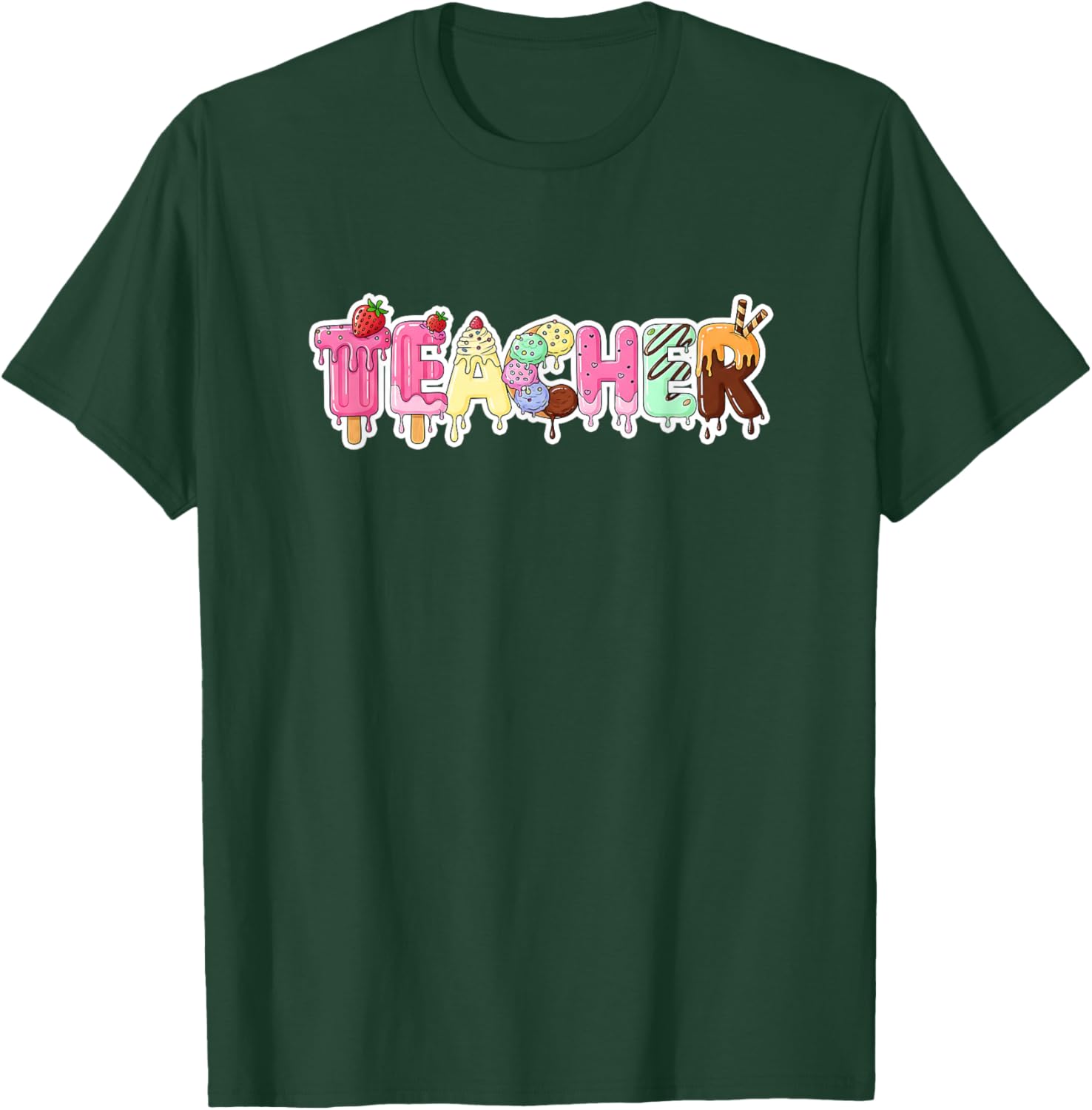 Vintage Ice Cream Teacher Shirt Women Funny Men Kindergarten T-Shirt - T-Shirt | Forest