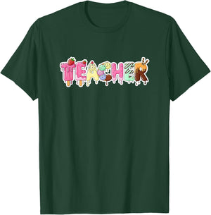 Vintage Ice Cream Teacher Shirt Women Funny Men Kindergarten T-Shirt - T-Shirt | Forest