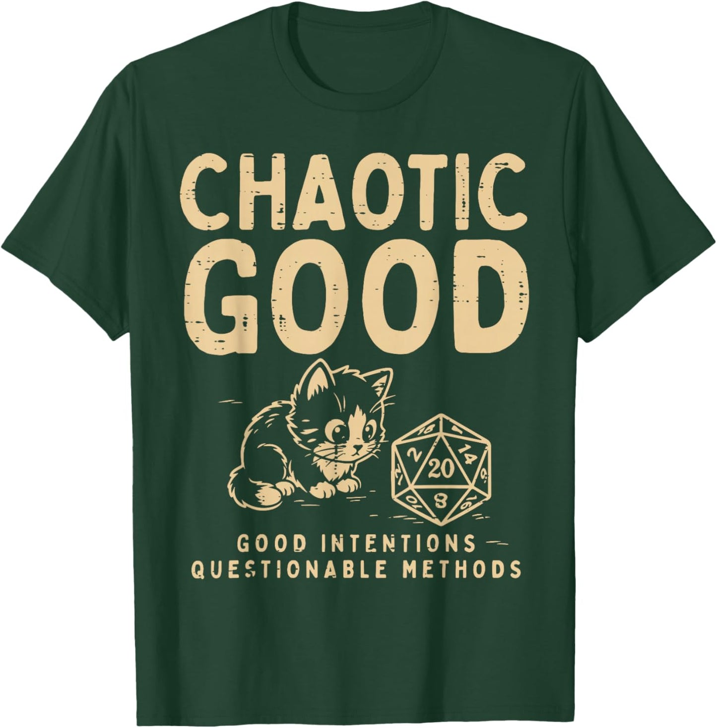 Gaming Cat Chaotic Good Funny Gamer Men Boys Kids Youth T-Shirt - T-Shirt | Forest