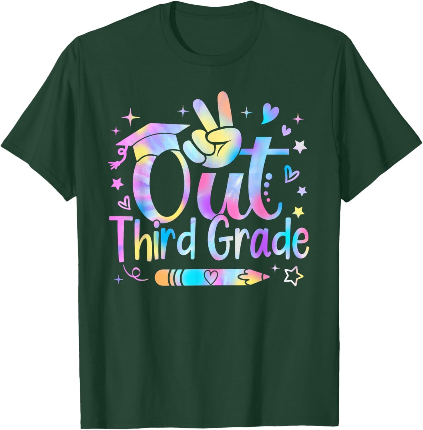 Peace Out Third Grade Cute Tie Dye Last Day Of 3rd Grade T-Shirt - T-Shirt | Forest