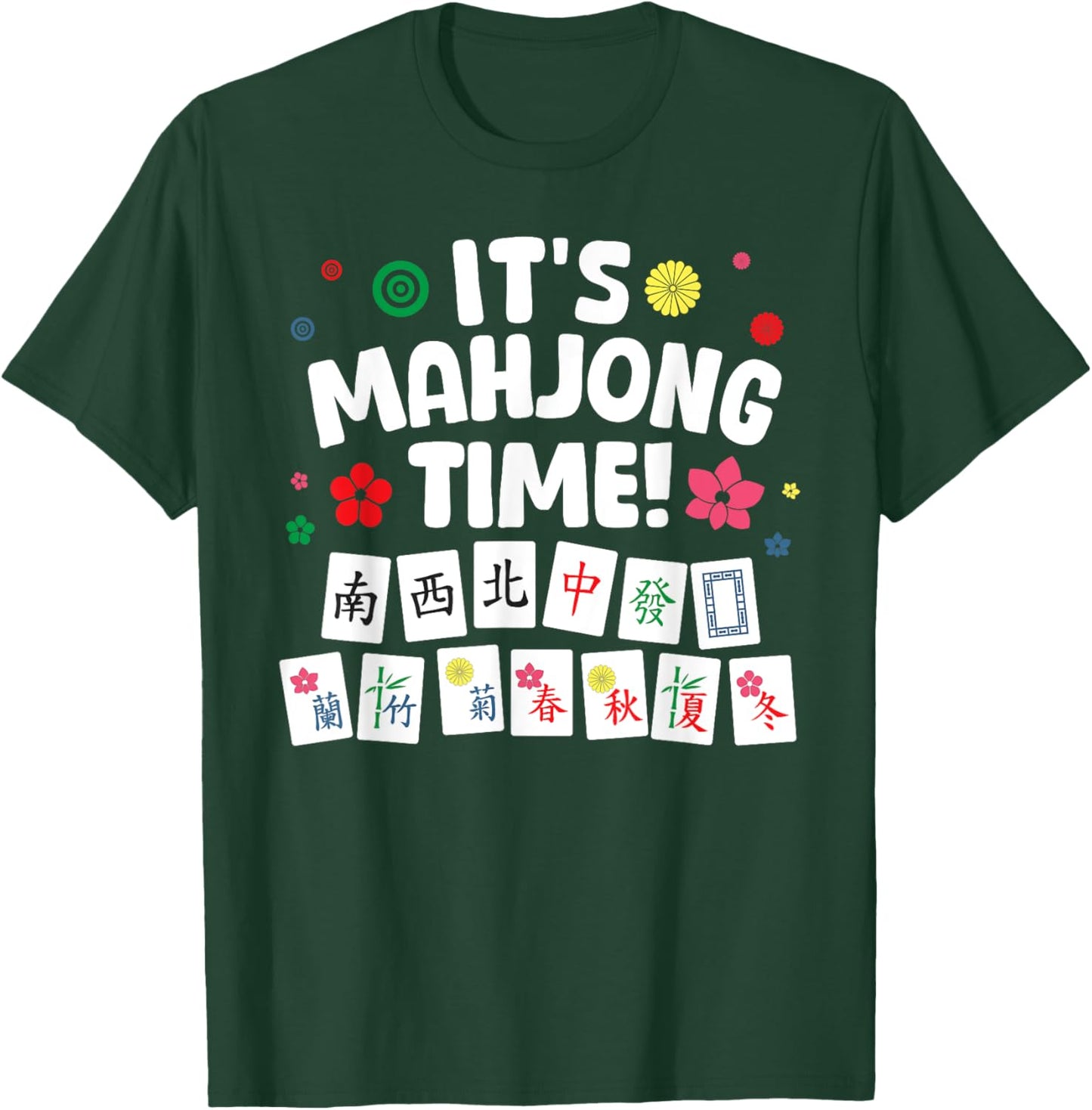 Cute Mahjong Design Women Tile Game Mahjong Player T-Shirt - T-Shirt | Forest