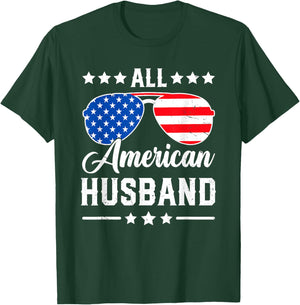 All American Husband 4th of July Patriotic USA Matching Men T-Shirt - T-Shirt | Forest