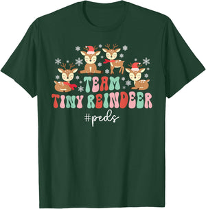 Team Tiny Reindeer Peds Nurse Christmas Pediatric Nurse Xmas T-Shirt - T-Shirt | Forest