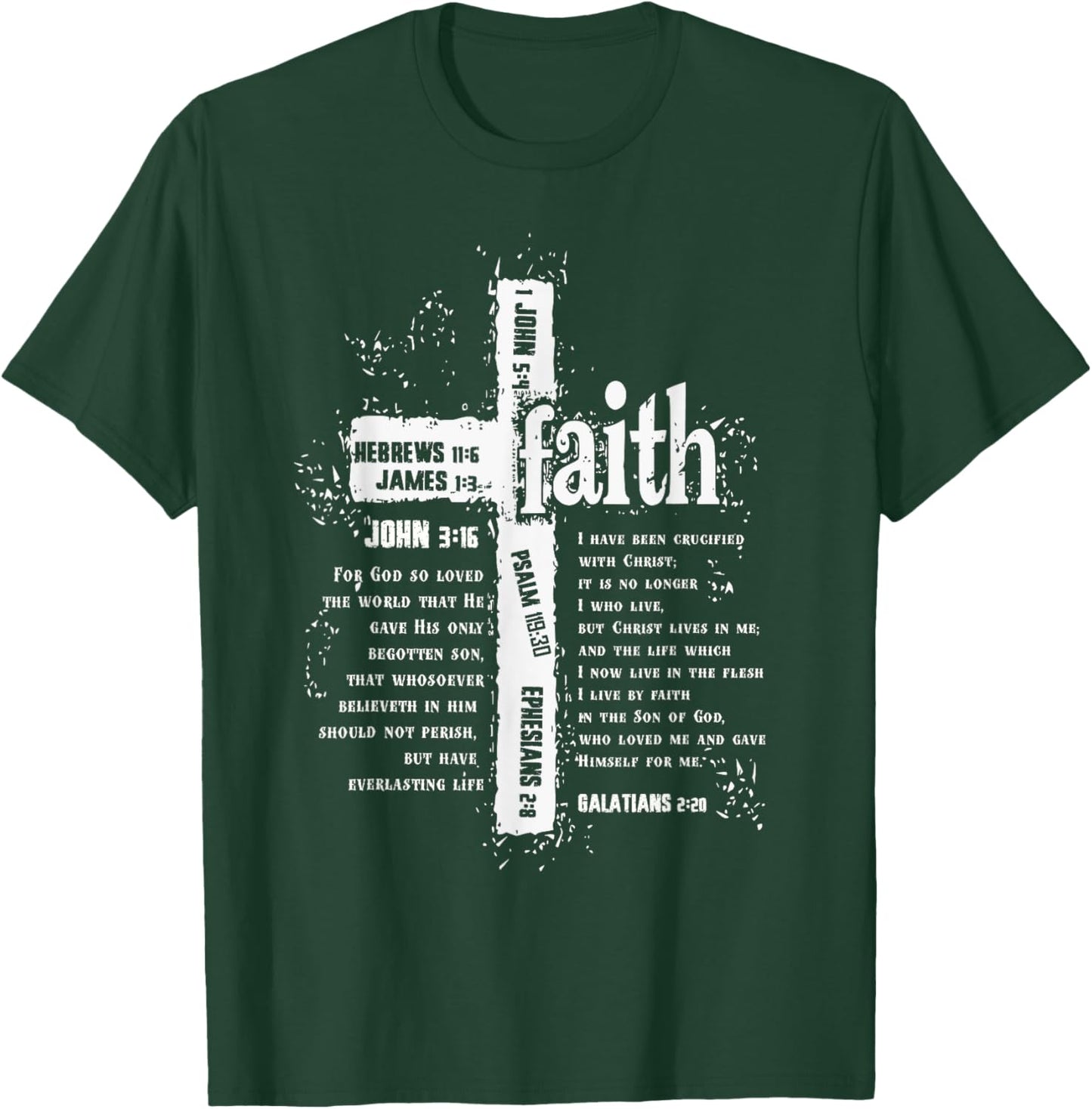 Faith Cross and Bible Verses T-Shirt - T-Shirt | Forest