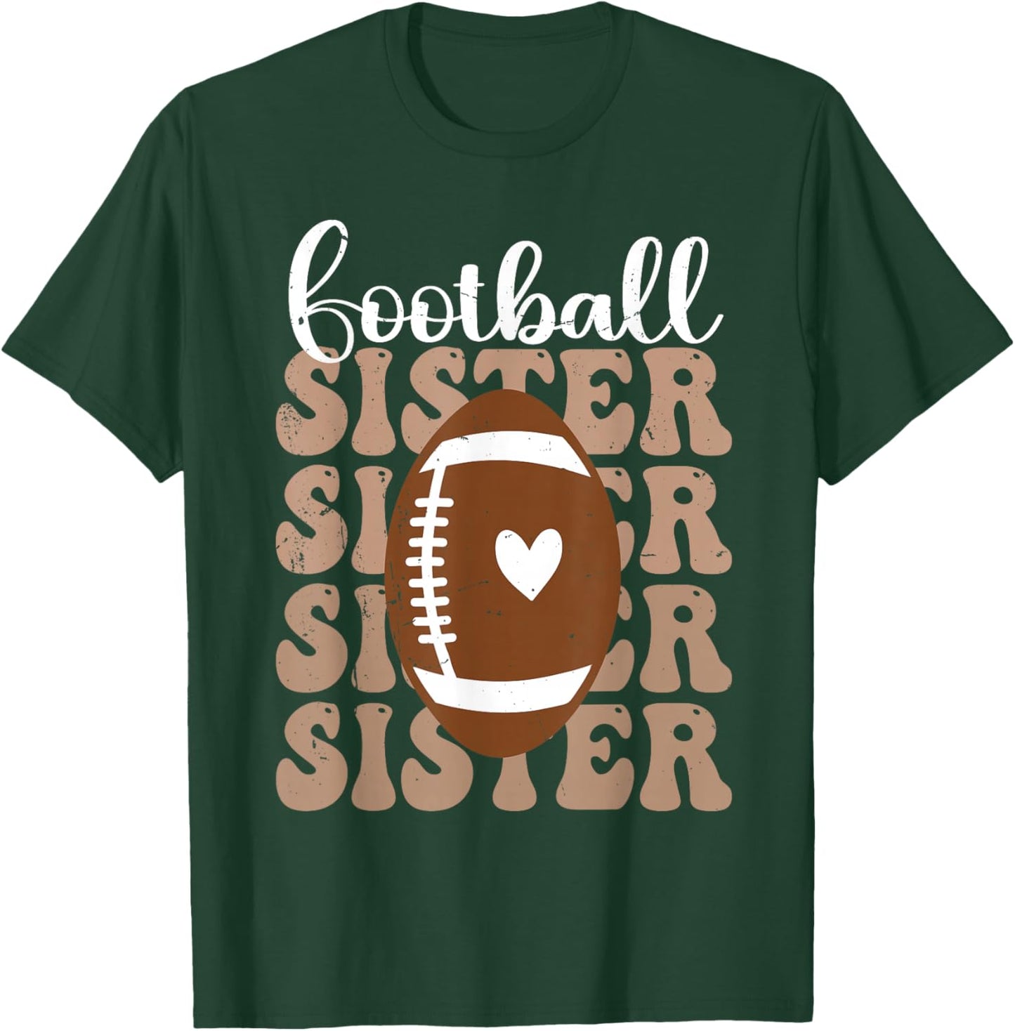 Football Sister Vintage Sport Lover Sister Mothers Day T-Shirt - T-Shirt | Forest