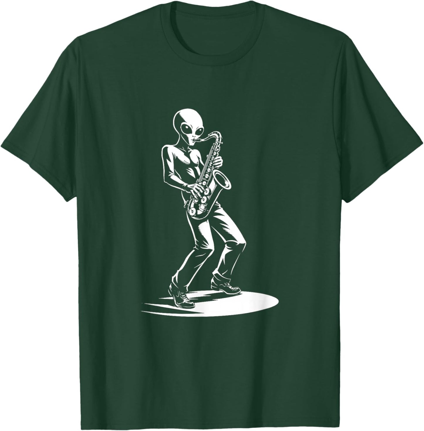 Alien Saxophone Player Jazz Music T-Shirt - T-Shirt | Forest