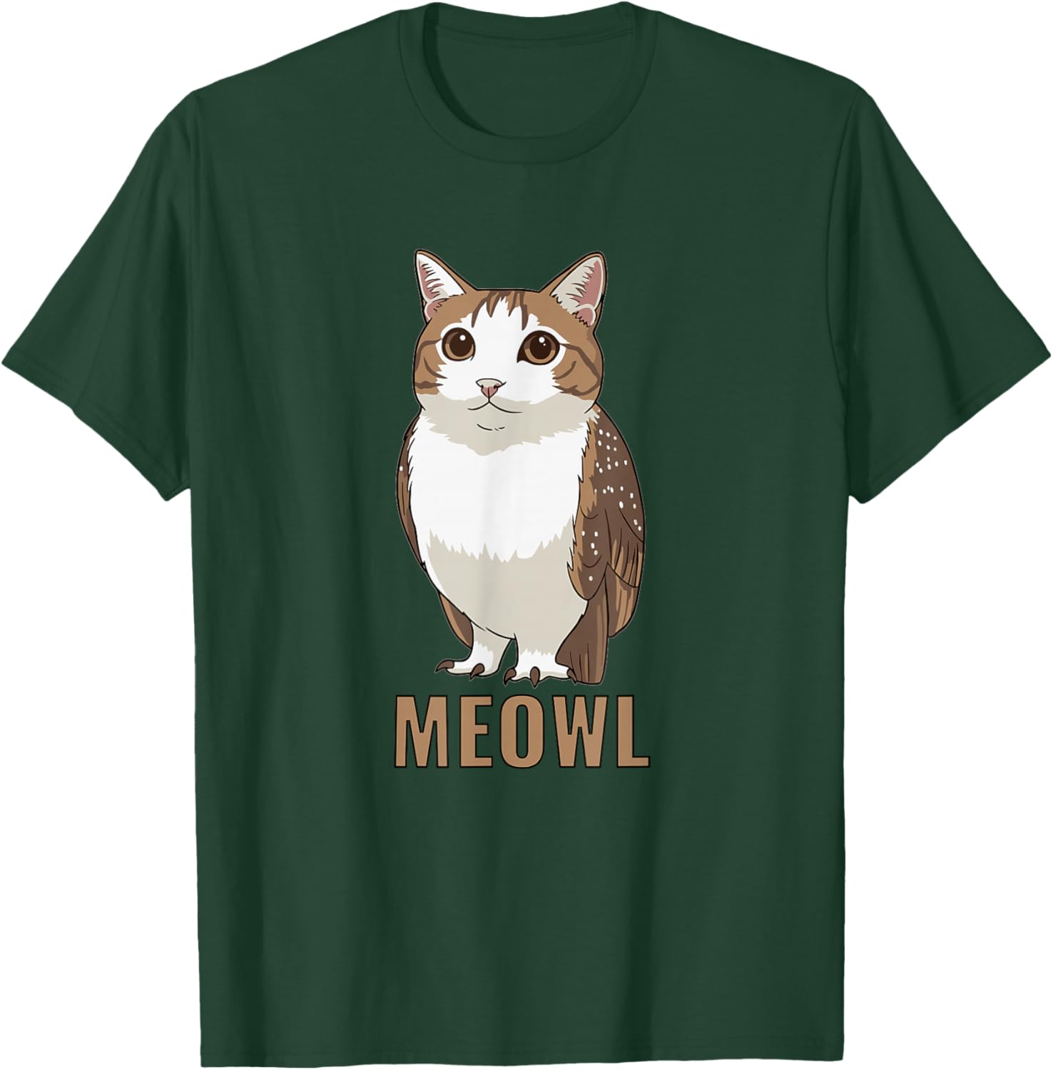 Meowl Cat Owl Meme Design - Internet Brainrot Culture T-Shirt - T-Shirt | Forest