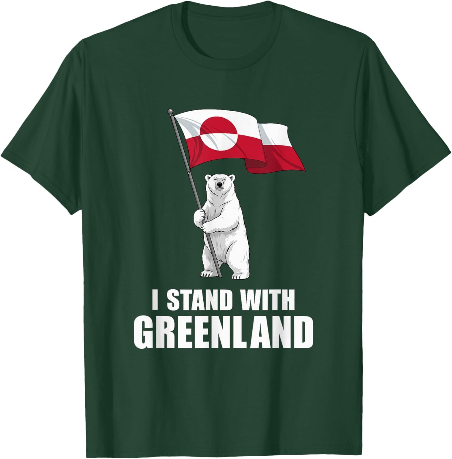 I Stand with Greenland Flag Bear Kalaallit Greenlanders T-Shirt - T-Shirt | Forest