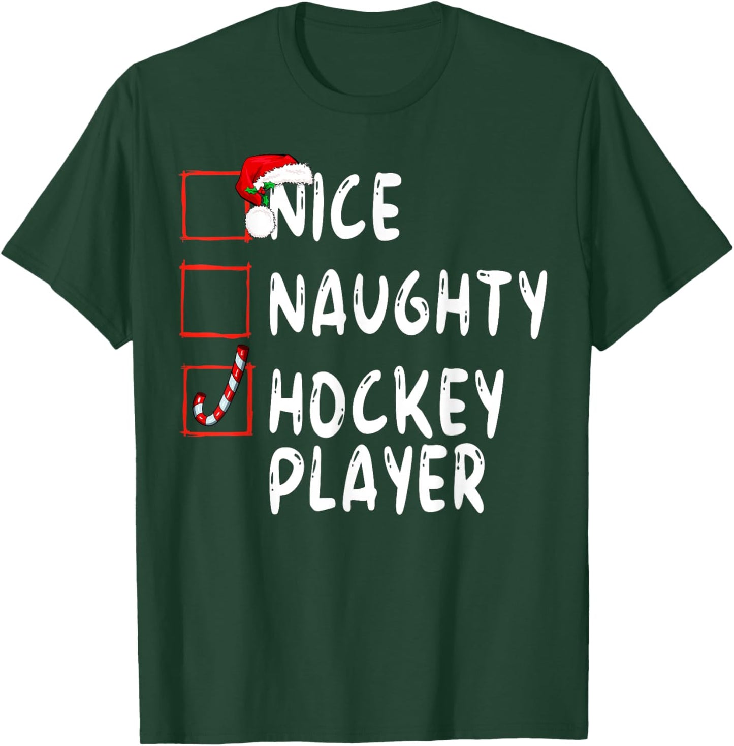 Nice Naughty Hockey Player Christmas Santa Claus T-Shirt - T-Shirt | Forest