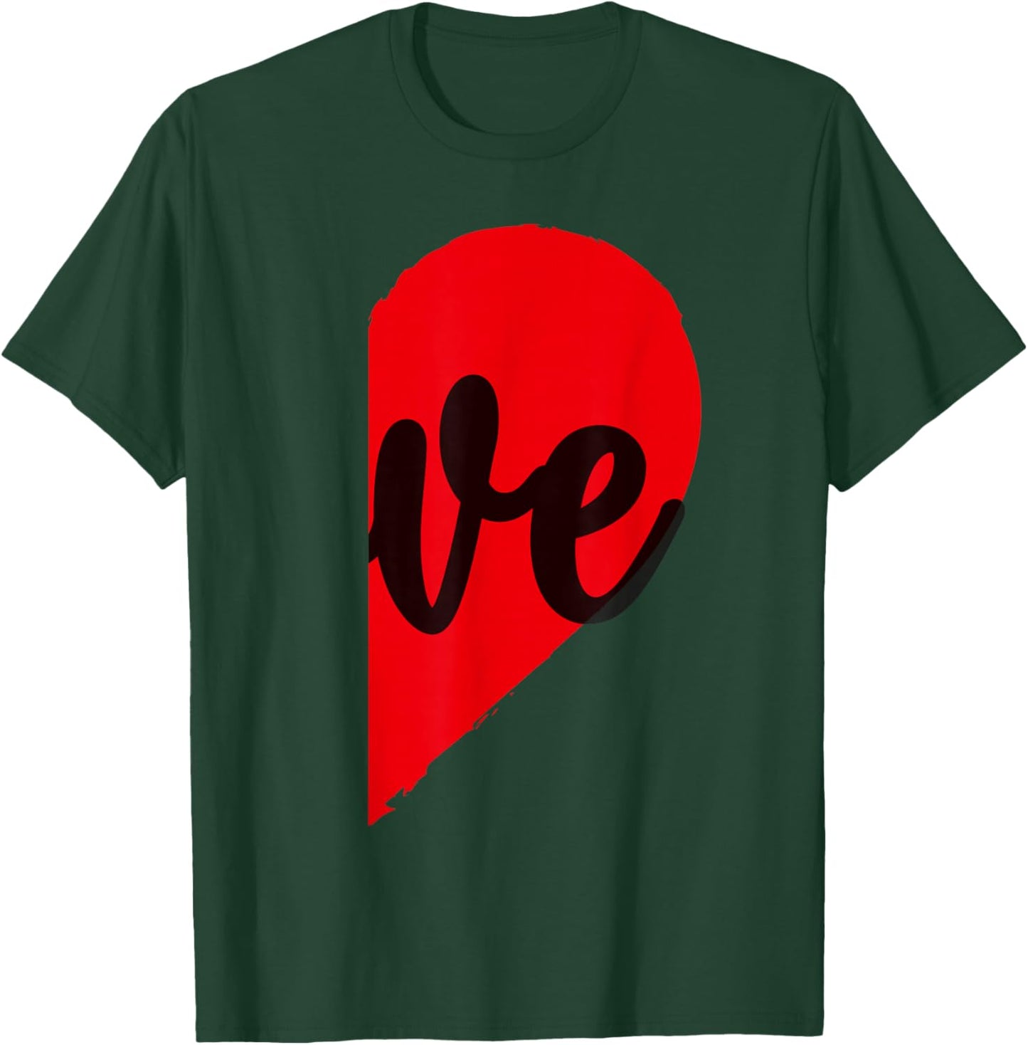 Couple Half Heart Love Funny Valentine's Day Women Men Adult T-Shirt - T-Shirt | Forest