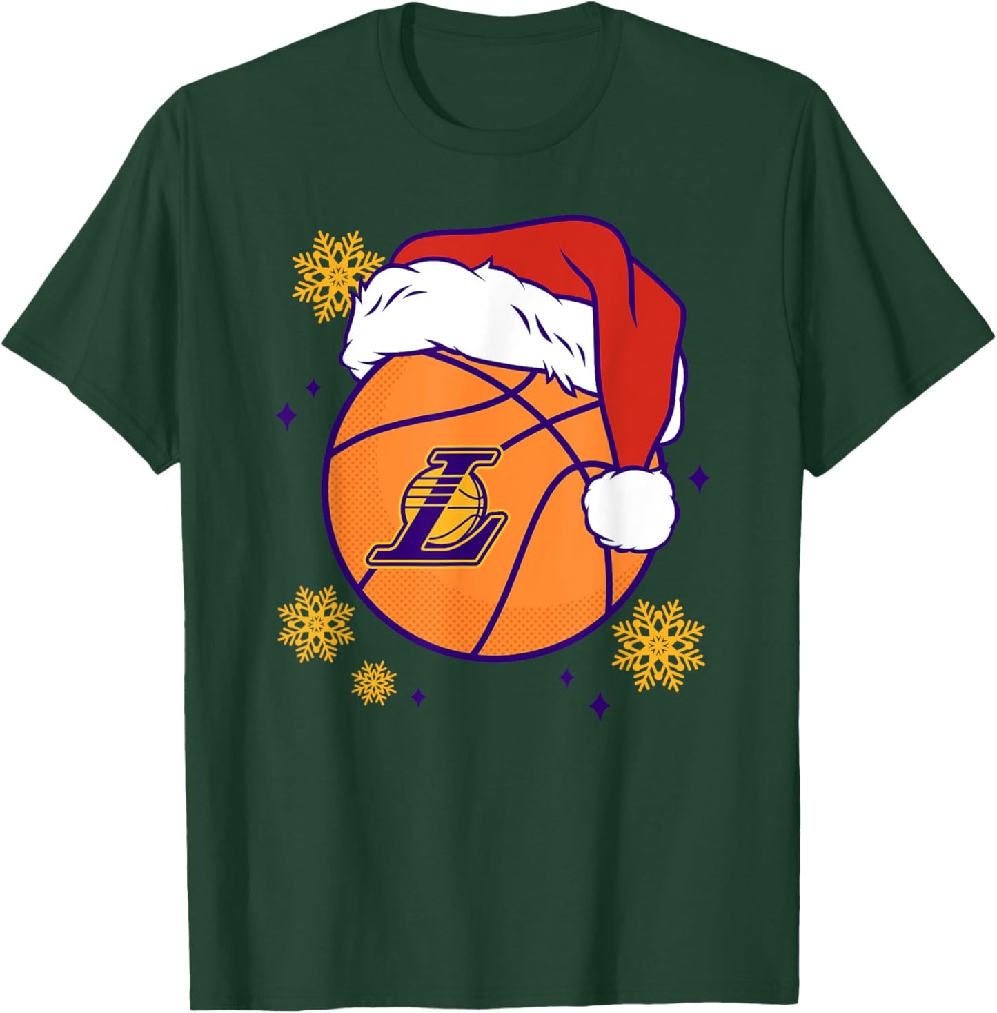 NBA Los Angeles Lakers Christmas Santa Hat Ball T-Shirt - T-Shirt | Forest