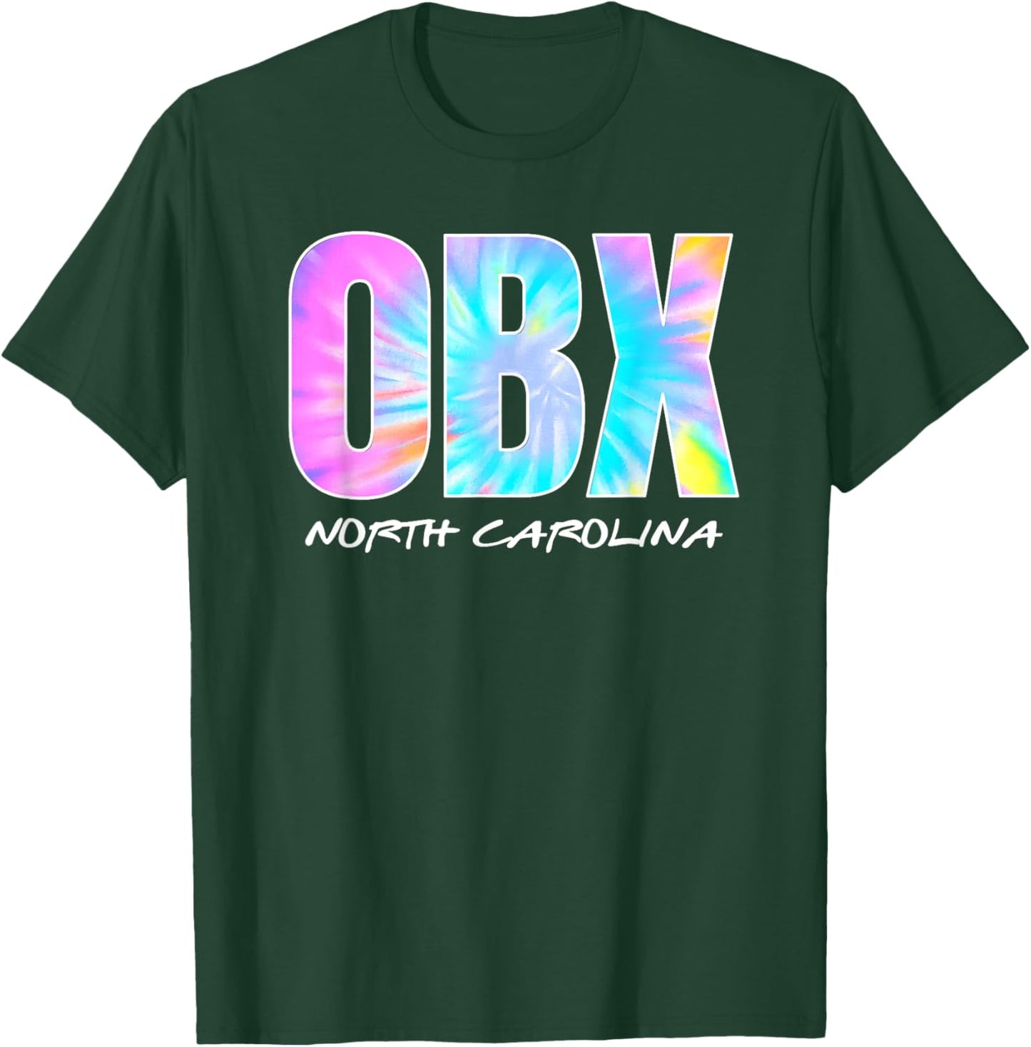 Retro Tie Dye OBX North Carolina Outer Banks Boys Girls T-Shirt - T-Shirt | Forest