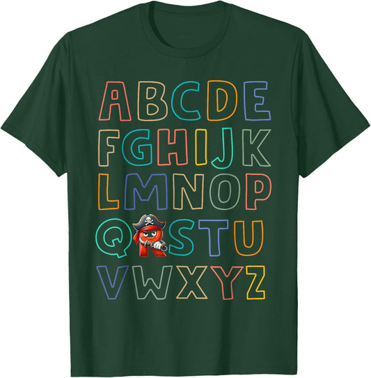 Funny Pirate Day Abc's Alphabet R Bandana Eyepatch Halloween T-Shirt - T-Shirt | Forest