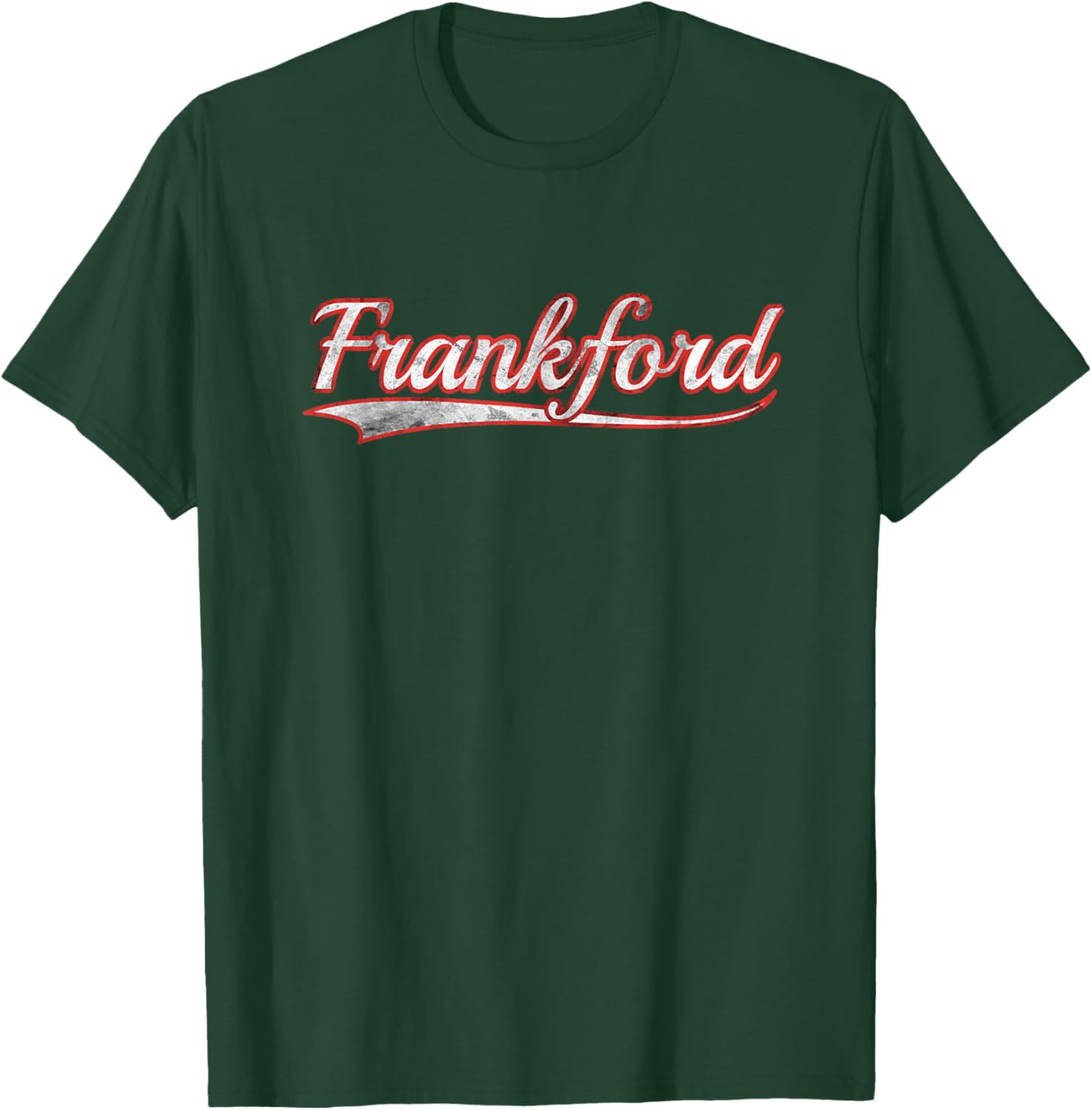 Frankford Vintage Varsity Distressed Throwback Style T-Shirt - T-Shirt | Forest