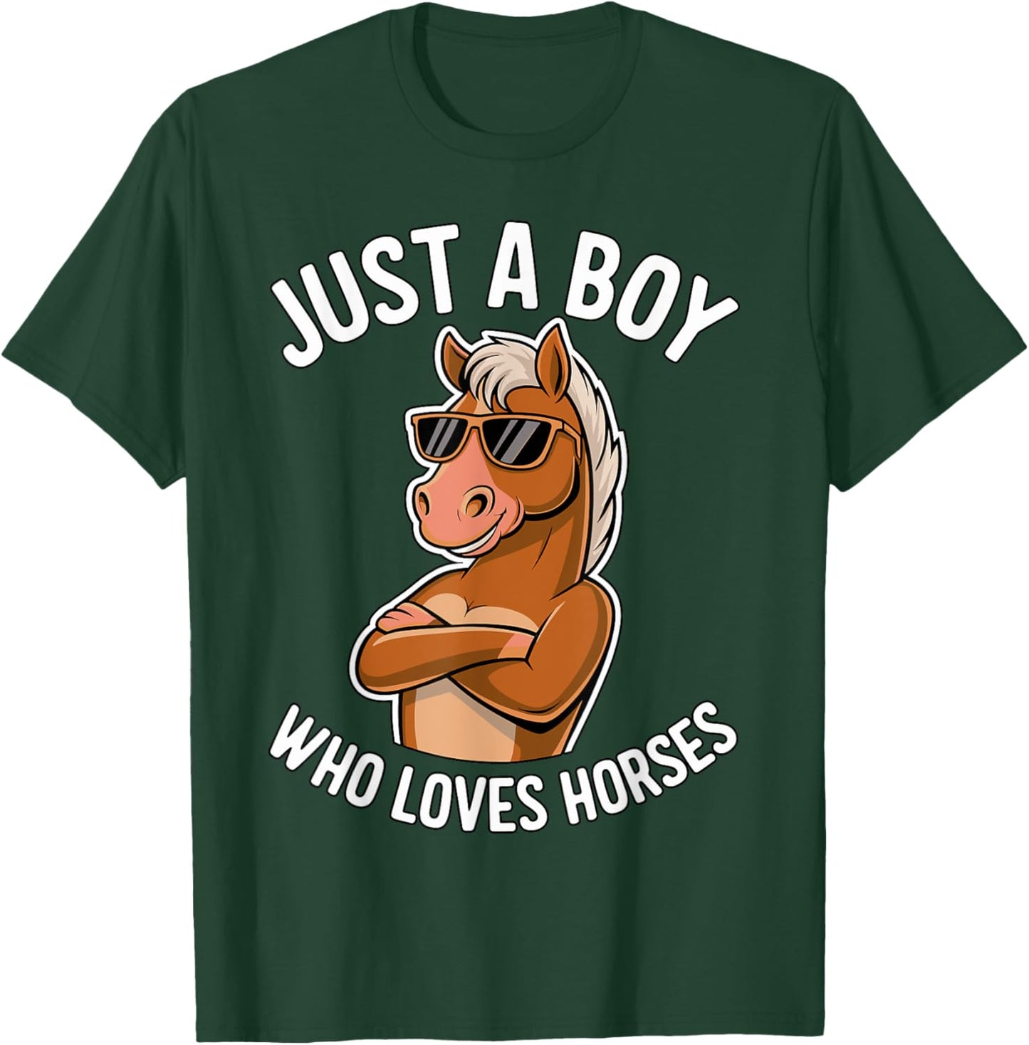 Just a Boy who loves Horses Equestrian Horseback T-Shirt - T-Shirt | Forest