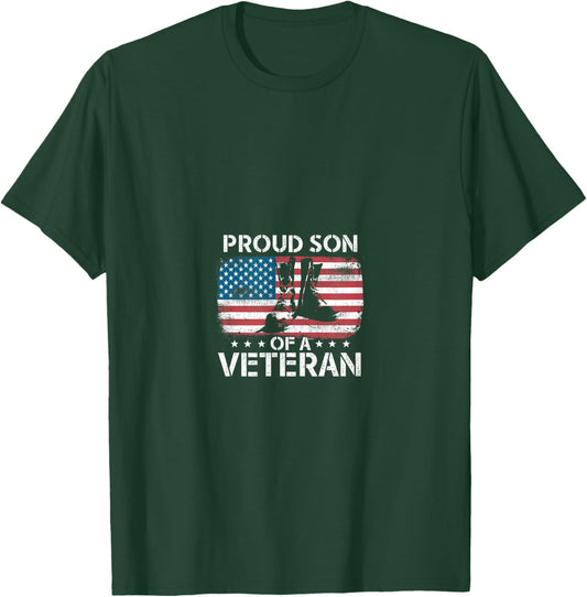 Proud Son Of A Veteran Usa Tribute T-Shirt - T-Shirt | Forest
