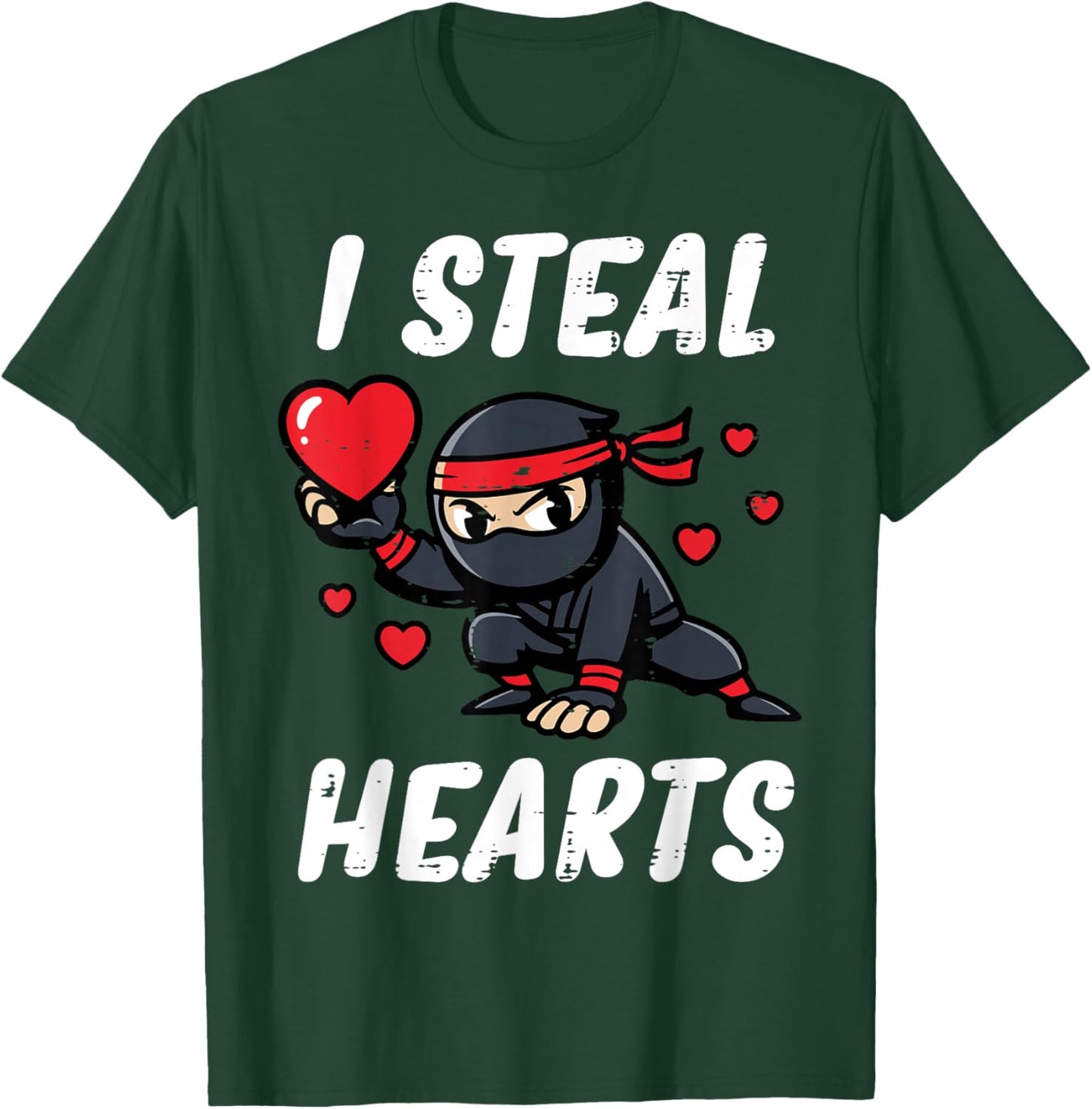 Valentines Day Ninja I Steal Hearts Cute Boys Kids Toddler T-Shirt - T-Shirt | Forest