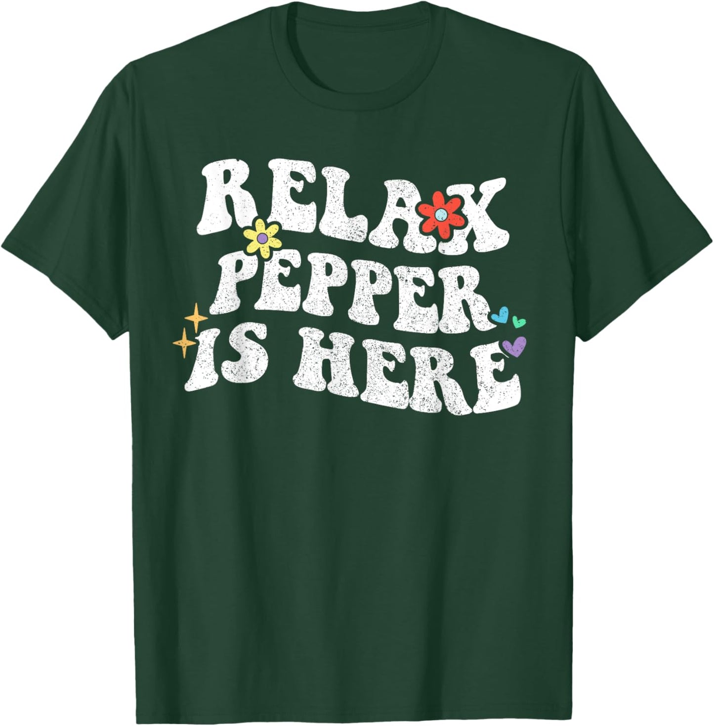 Retro Groovy Relax PEPPER Is Here Funny Mother's Day Name T-Shirt - T-Shirt | Forest