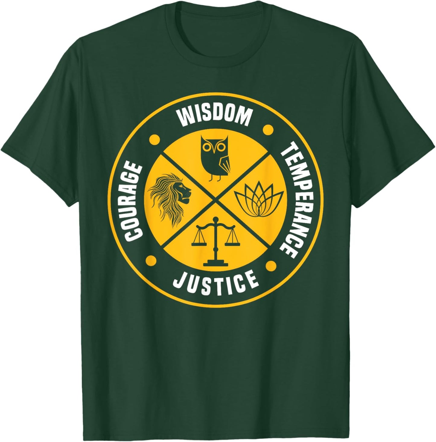 Stoic Virtues Wisdom Temperance Justice Courage Stoicism T-Shirt - T-Shirt | Forest