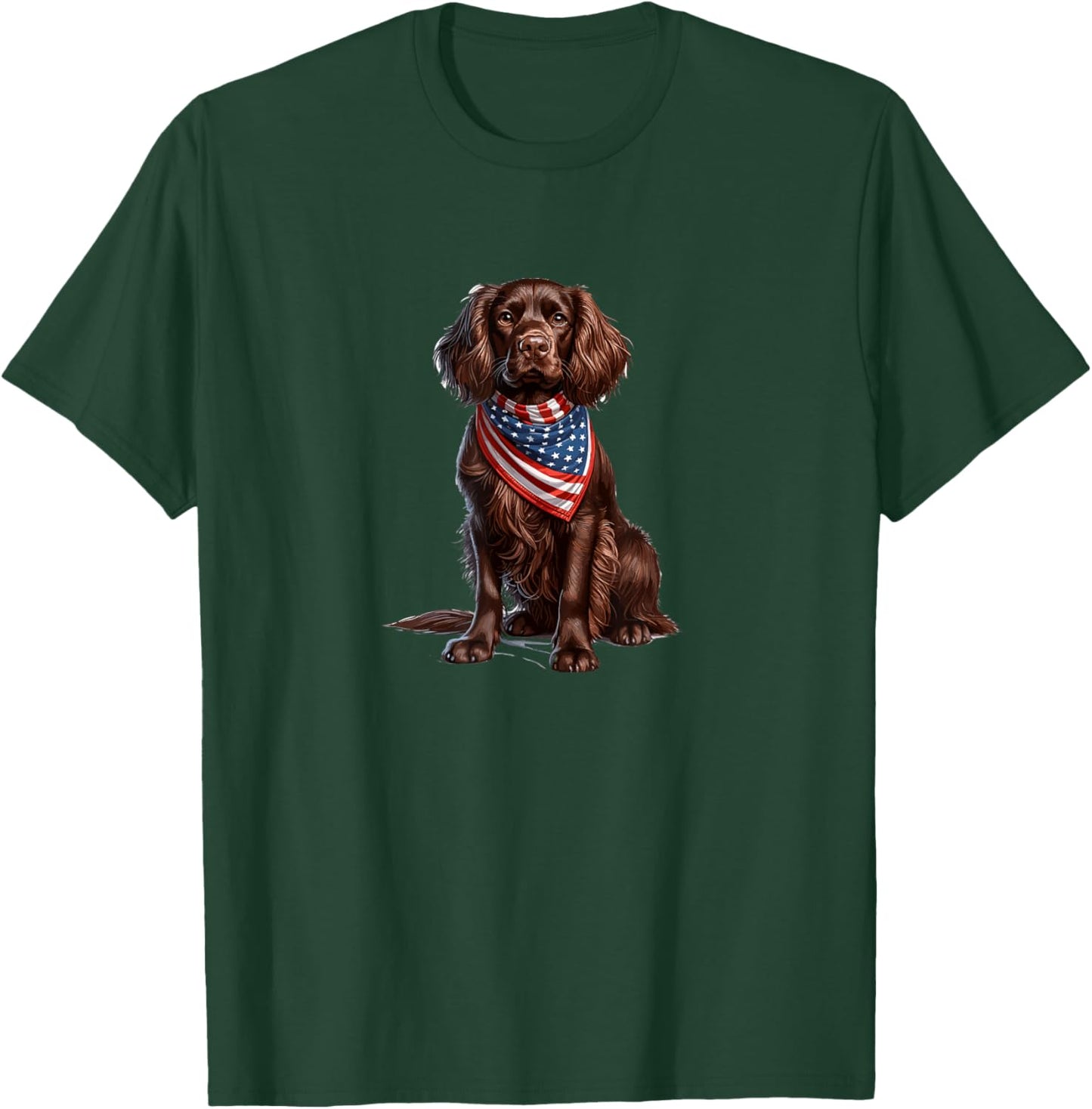 Boykin Spaniel American Bandana Funny Fourth of July America T-Shirt - T-Shirt | Forest