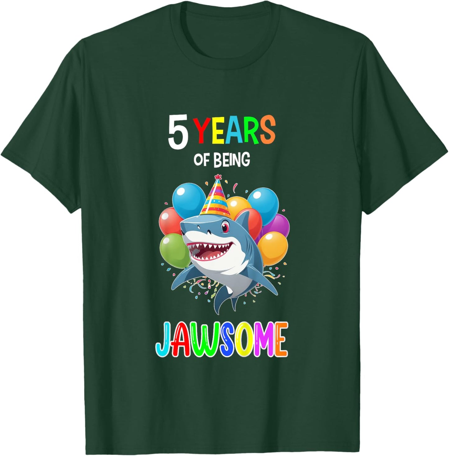 Shark Birthday Shirt 5 Years of Being Jawsome 5th Birthday T-Shirt - T-Shirt | Forest
