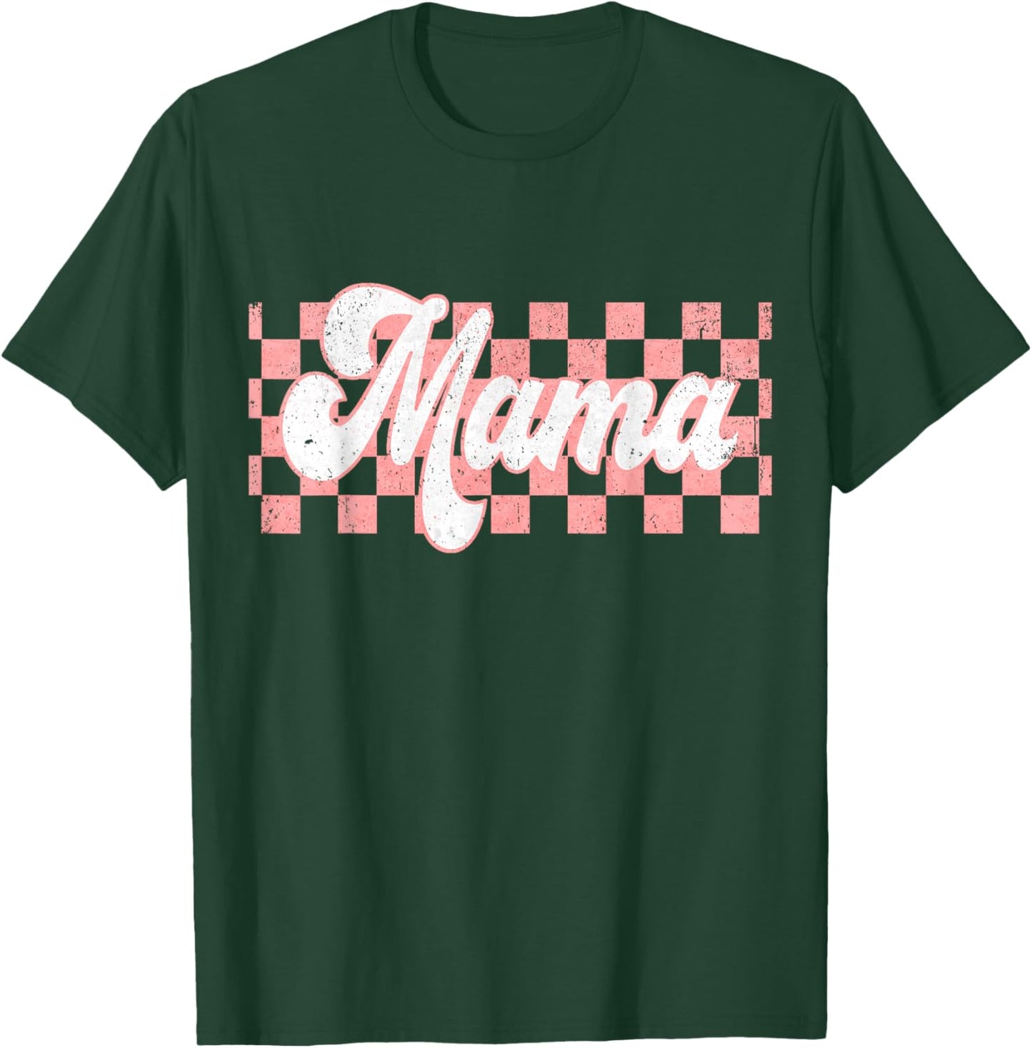 Checkered Mama Retro Mom Life Women Mothers Day New Mom T-Shirt - T-Shirt | Forest