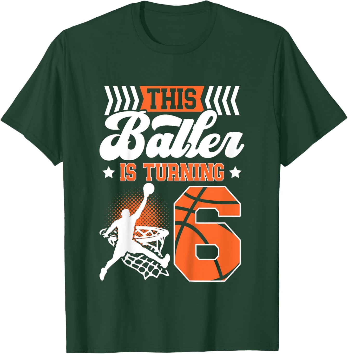 Kids 6th Birthday Basketball 6 Year Old Basketball Boy Birthday T-Shirt - T-Shirt | Forest