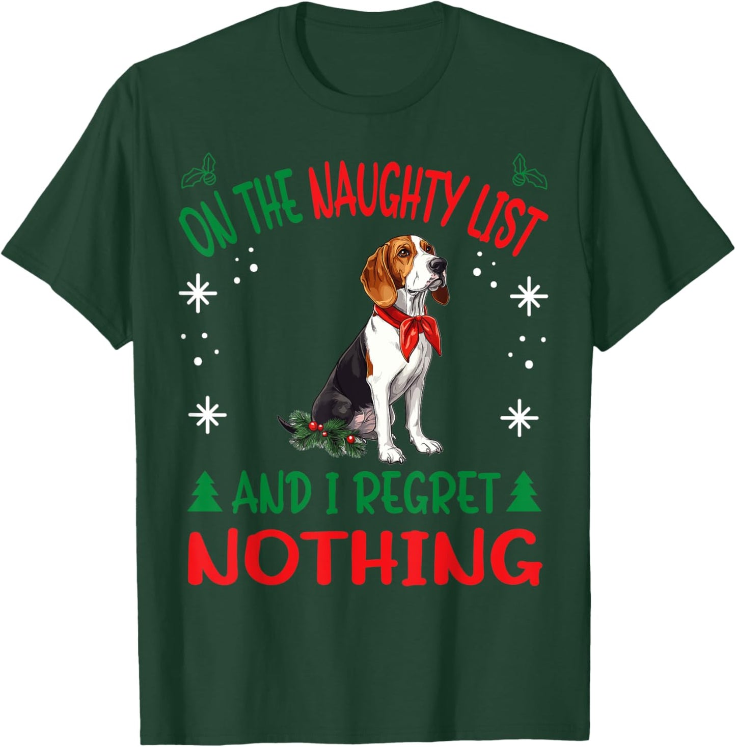 Cute Treeing Walker Coonhound Dog Christmas On The Naughty Men Women T-Shirt - T-Shirt | Forest