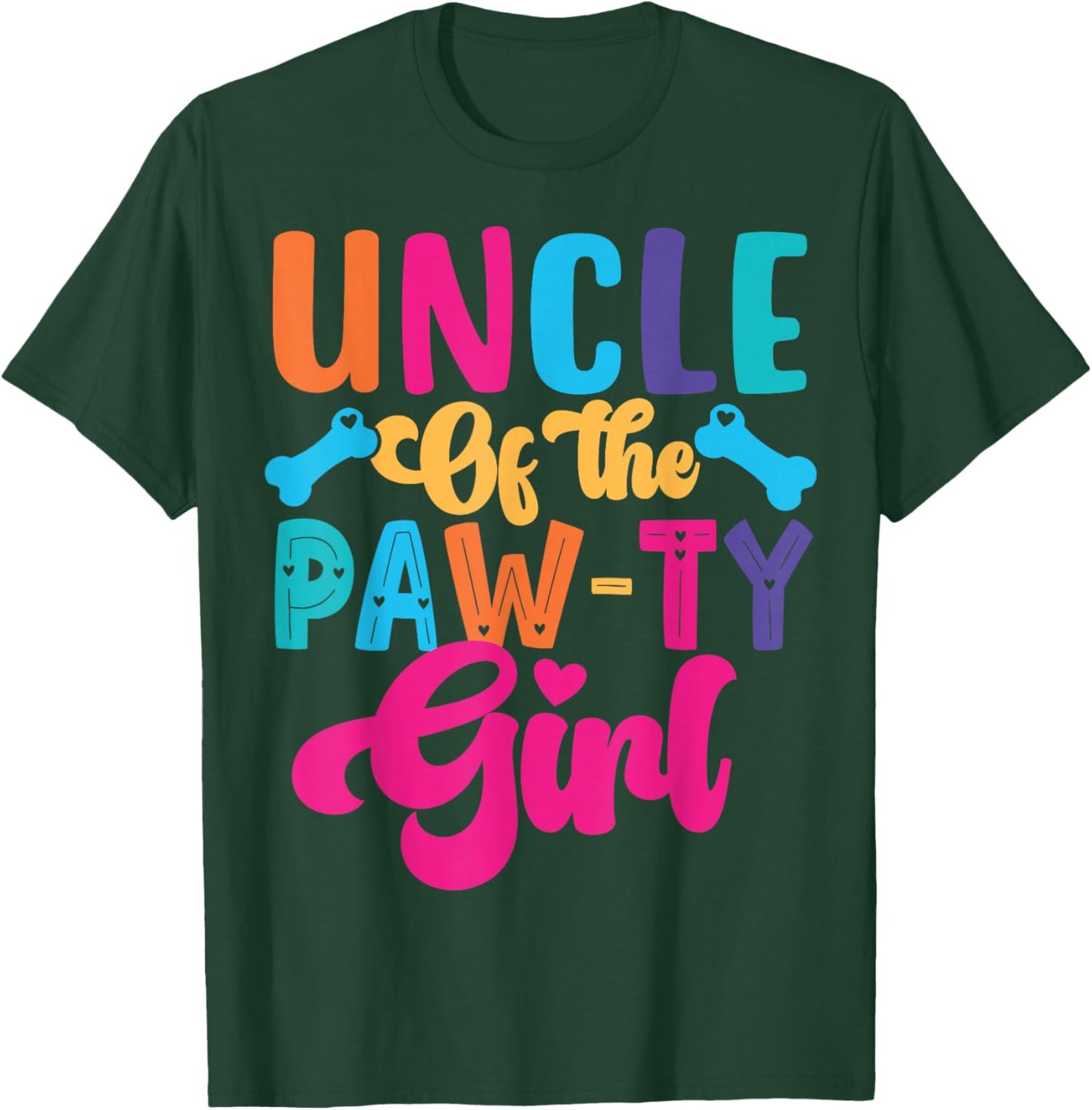Uncle Of The Birthday Girl Dog Paw Family Matching Party T-Shirt - T-Shirt | Forest
