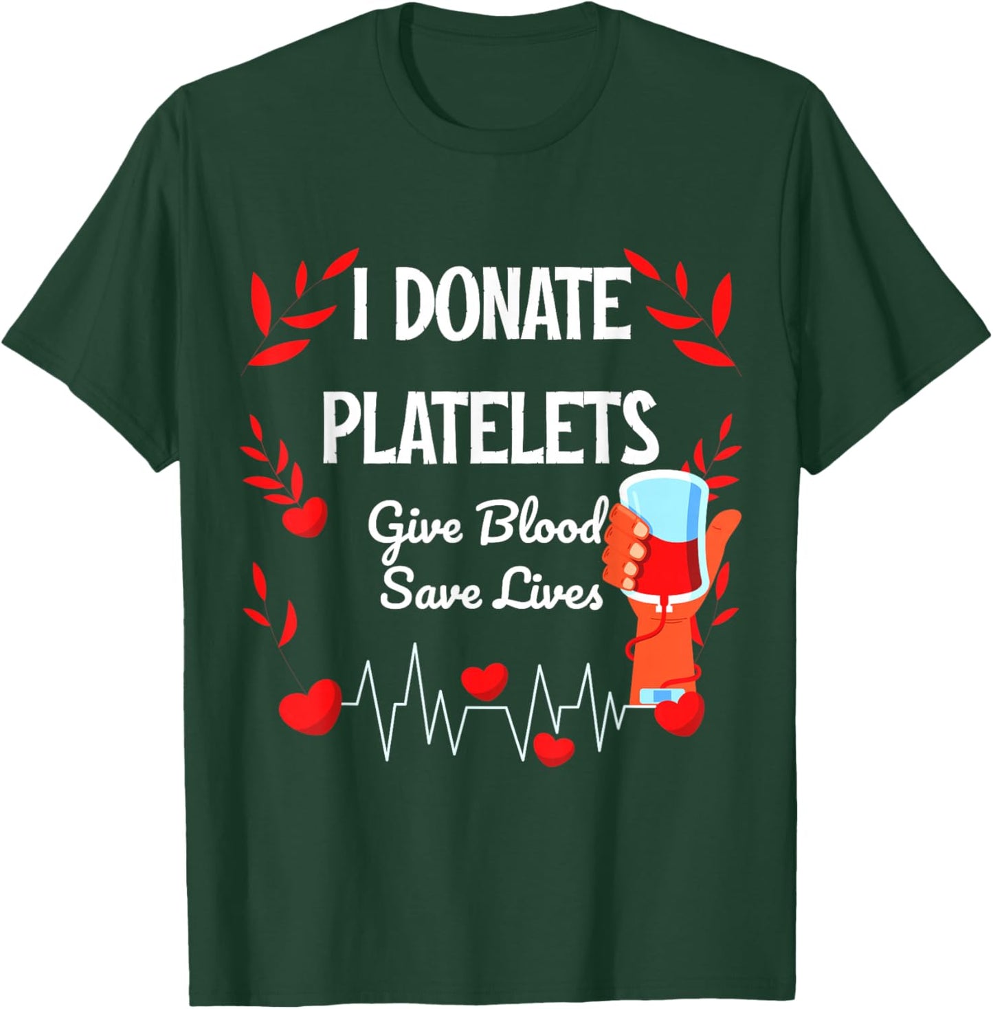 Give Blood To Save lives Motivation Platelets Blood Donation Awareness -Adults , Black, Small, Short Sleeve T-Shirt - T-Shirt | Forest
