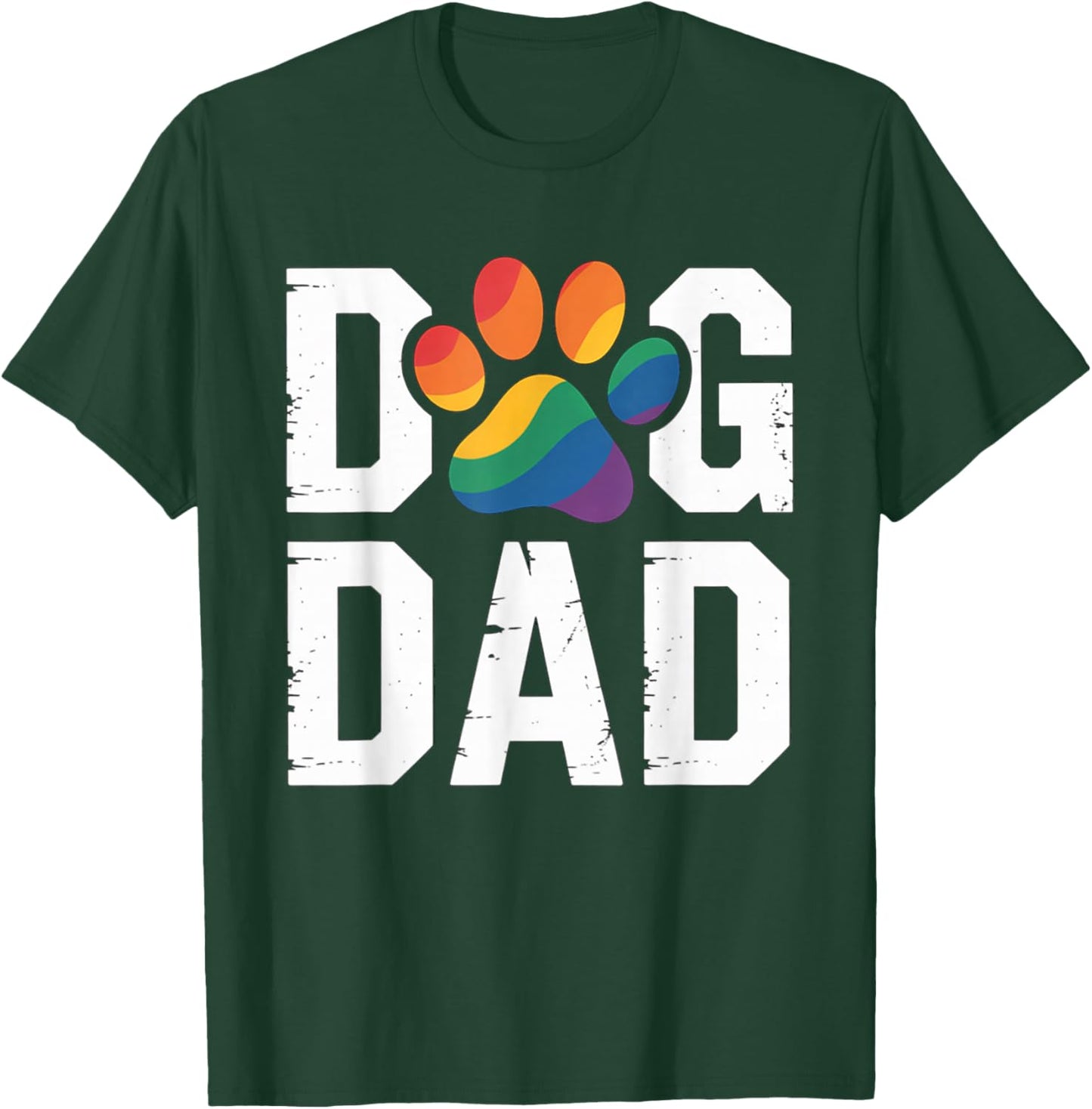 Gay Pride Dog Dad Pup New Puppy Pawprint Rainbow Flag LGBT T-Shirt - T-Shirt | Forest
