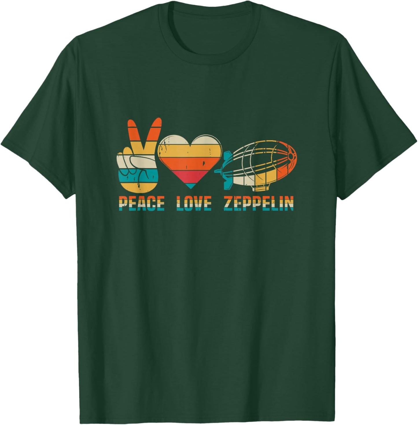 Dirigible Airship Blimp Zepelin Peace Love Zeppelin T-Shirt - T-Shirt | Forest