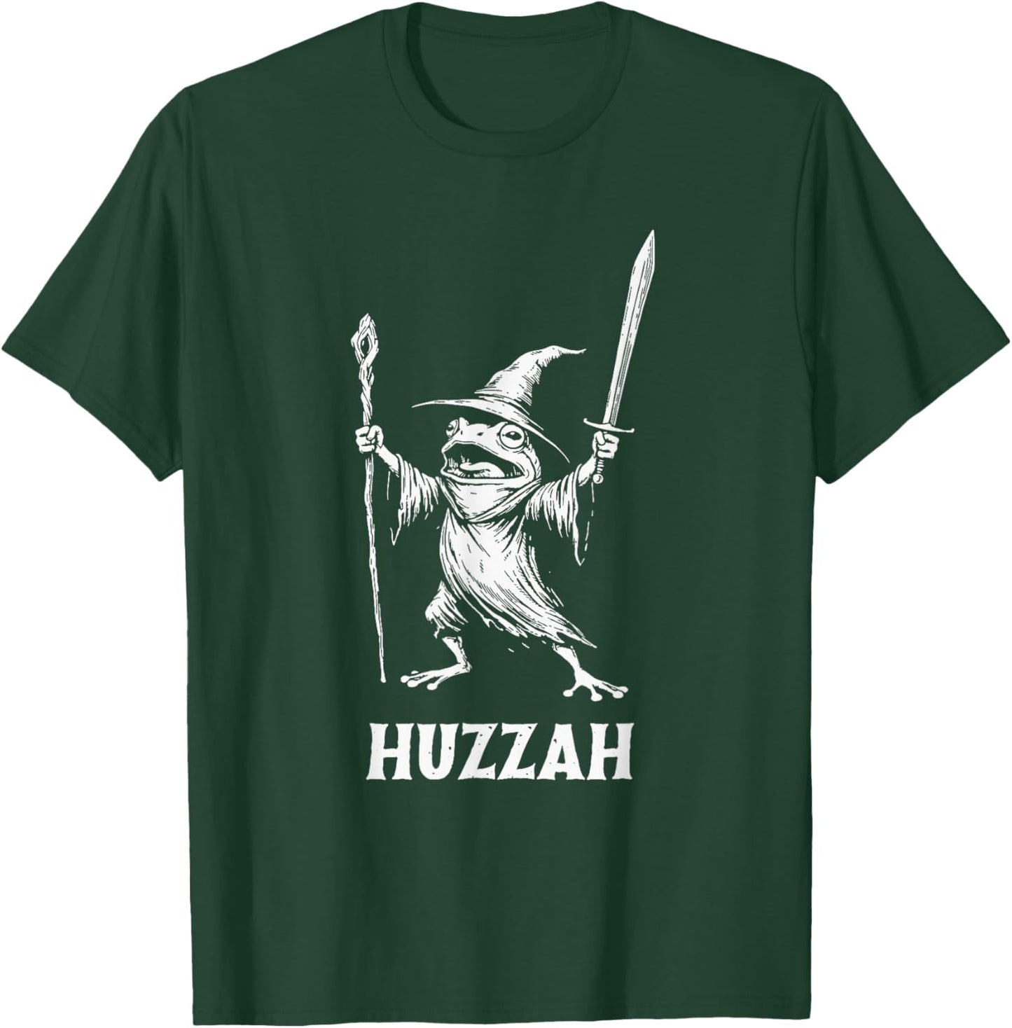 Huzzah Frog Knight Funny Sword Meme Quote T-Shirt - T-Shirt | Forest
