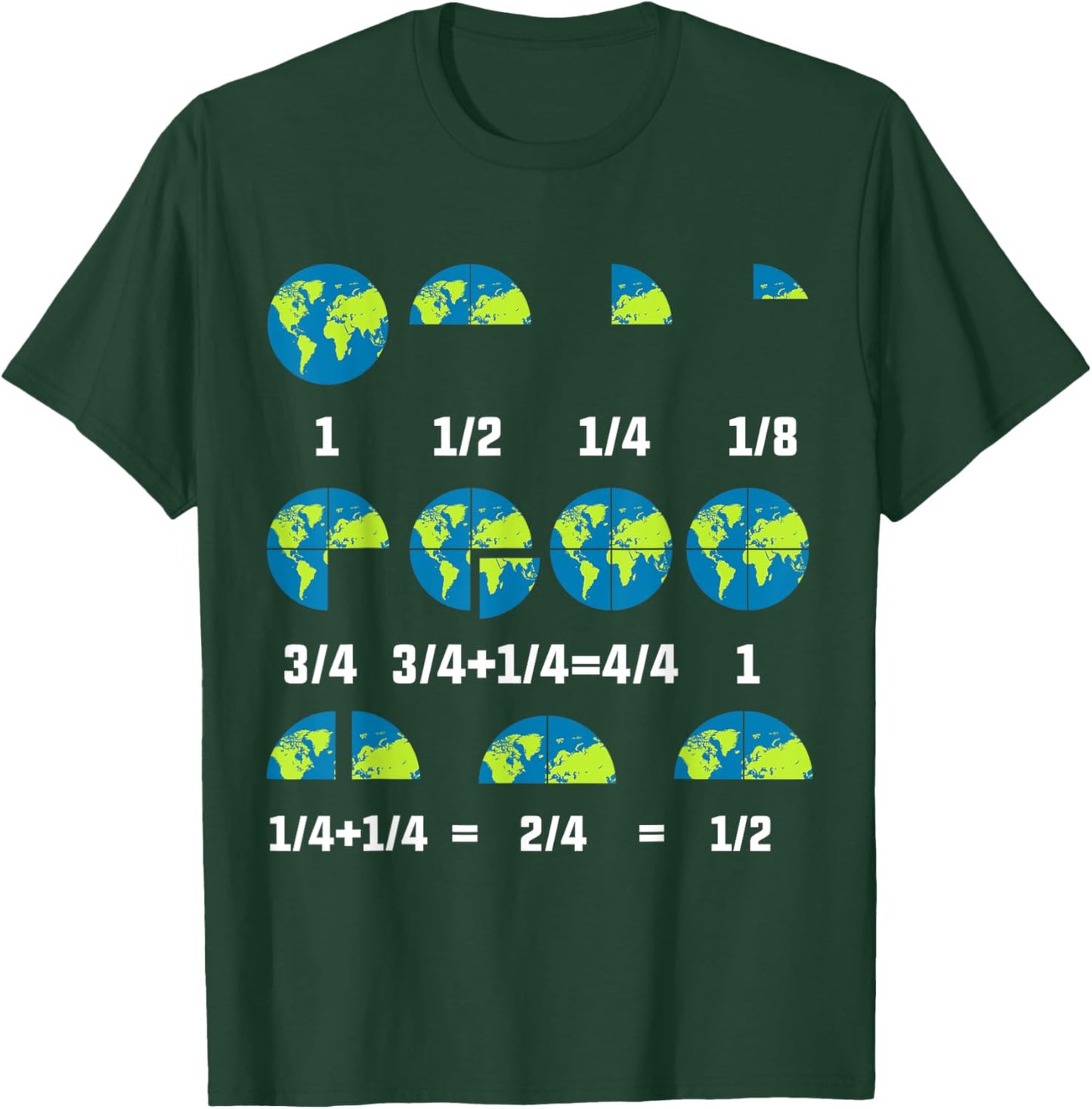 Educational Earth Day Fractions Math Learning Teacher Design T-Shirt - T-Shirt | Forest
