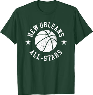 New Orleans Vintage All-Stars Retro 80s Basketball T-Shirt - T-Shirt | Forest