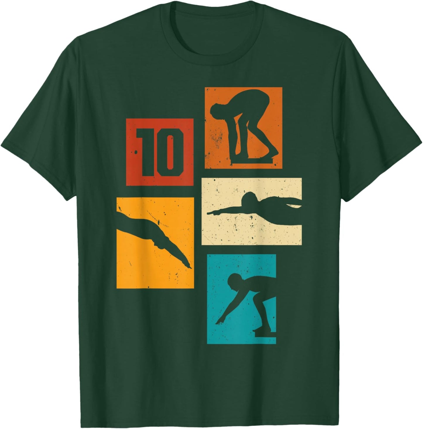 10th Birthday Swimmer Swimming 10 Year Old Boy T-Shirt - T-Shirt | Forest
