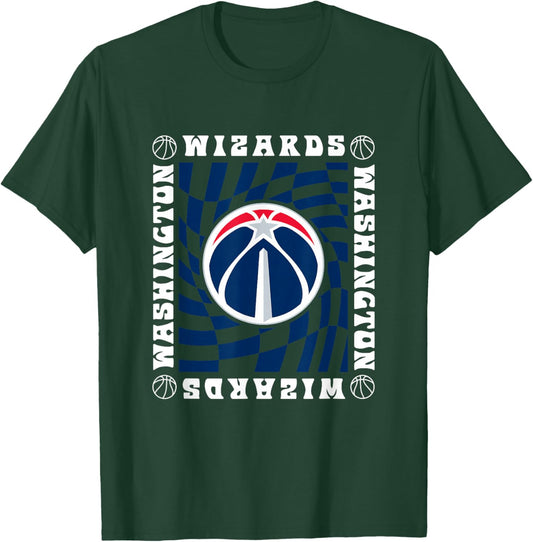 NBA Washington Wizards Retro Checkerboard Wave T-Shirt - T-Shirt | Forest