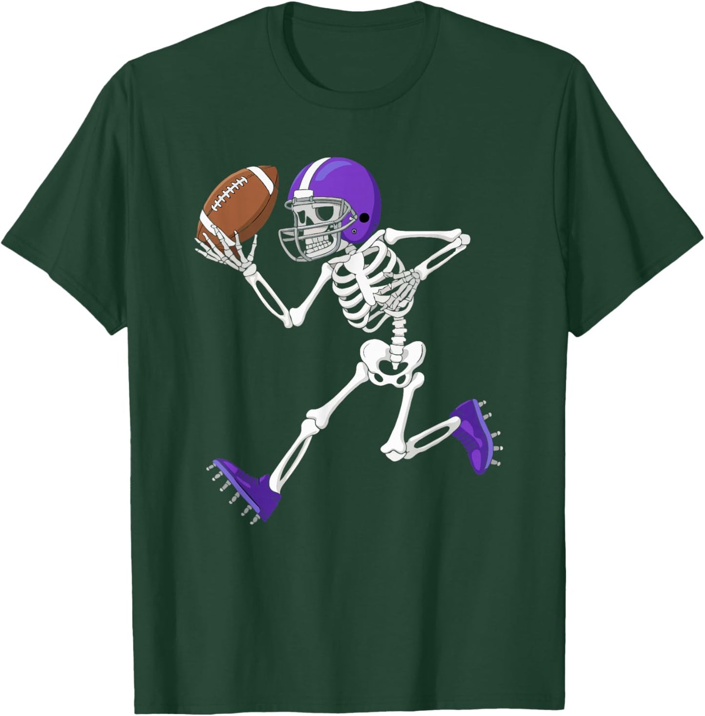 American Football Skeleton Player Funny Halloween Men Boys T-Shirt - T-Shirt | Forest